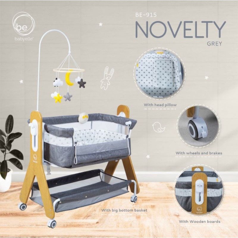 BABY ELLE - NOVELTY BABYBED AND CO SLEEPER SIDE BY SIDE GREY